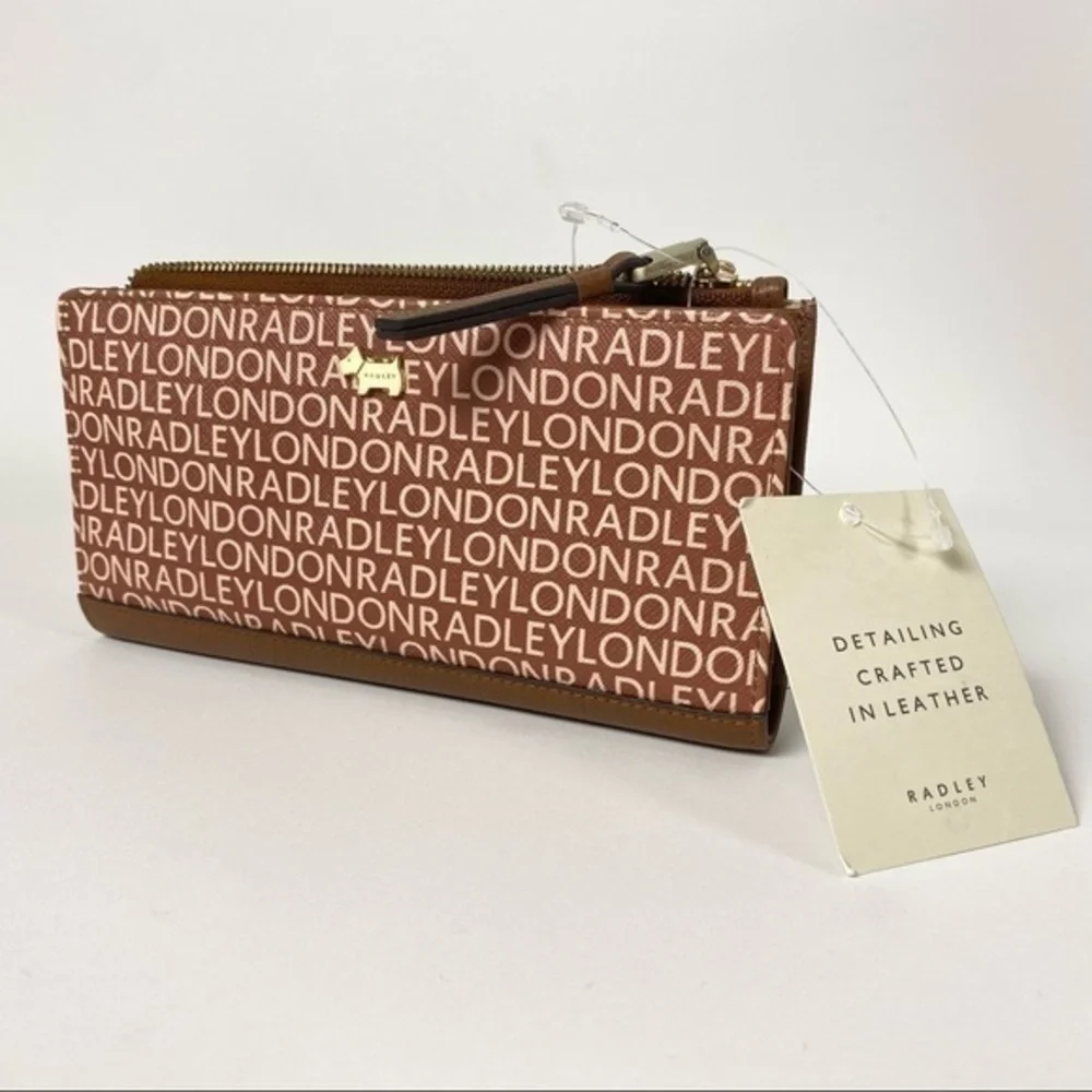 Radley London Bifold Leather Wallet Signature Lettering Print in Brown